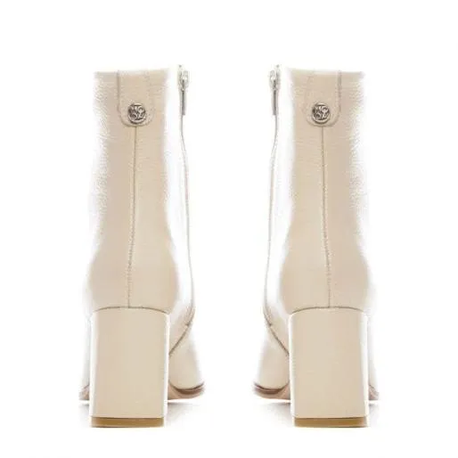 Adelane Off White Leather Women Moda In Pelle Ankle Boots Adelane Off White Leather Women Moda In Pelle Ankle Boots