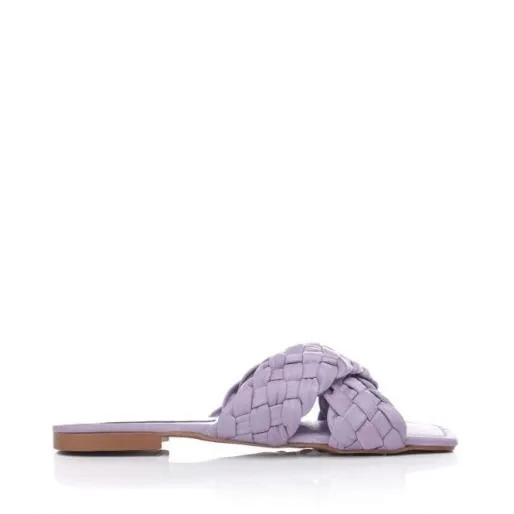 Adelii Grey Leather Women Moda In Pelle Flat Sandals