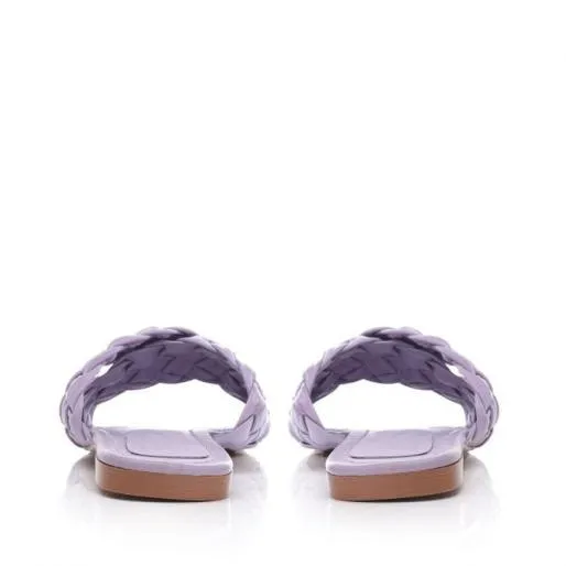 Adelii Grey Leather Women Moda In Pelle Flat Sandals
