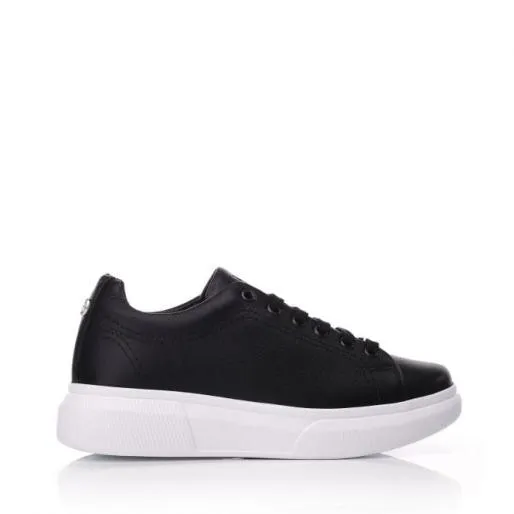 Adoa Black Leather Women Moda In Pelle Casual Shoes And Trainers