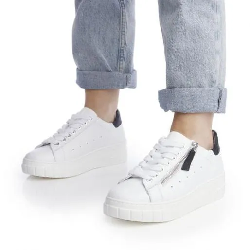 Afiyah WhiteNavy Leather Women Moda In Pelle White Trainers Afiyah WhiteNavy Leather Women Moda In Pelle White Trainers