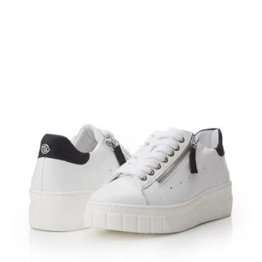 Afiyah WhiteNavy Leather Women Moda In Pelle White Trainers Afiyah WhiteNavy Leather Women Moda In Pelle White Trainers