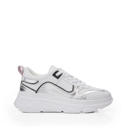 Aglow White Porvair Women Moda In Pelle Platform Trainers