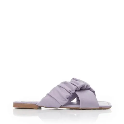 Ajayy Grey Leather Women Moda In Pelle Flat Sandals