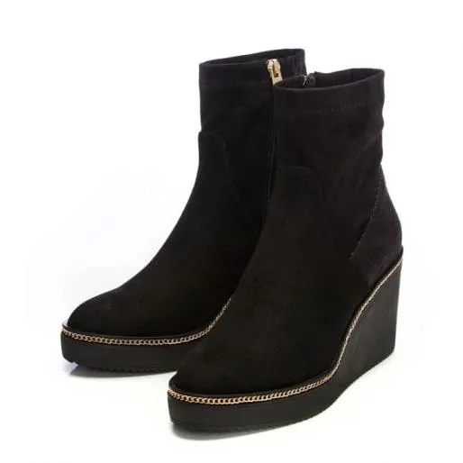 Alaina Black Alcantara Women Moda In Pelle Black Boots