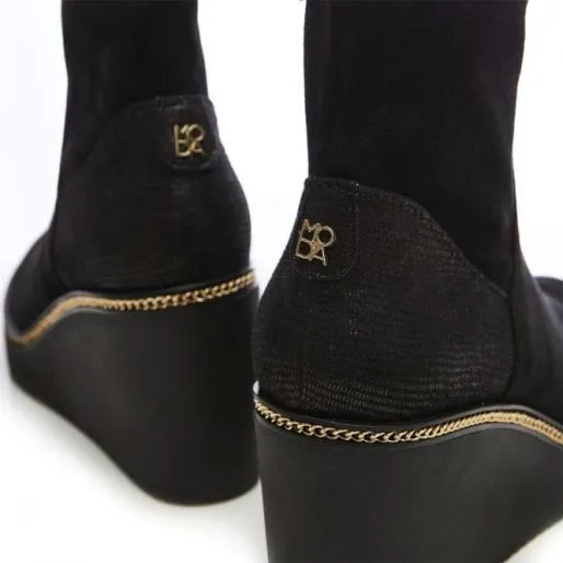 Alaina Black Alcantara Women Moda In Pelle Black Boots