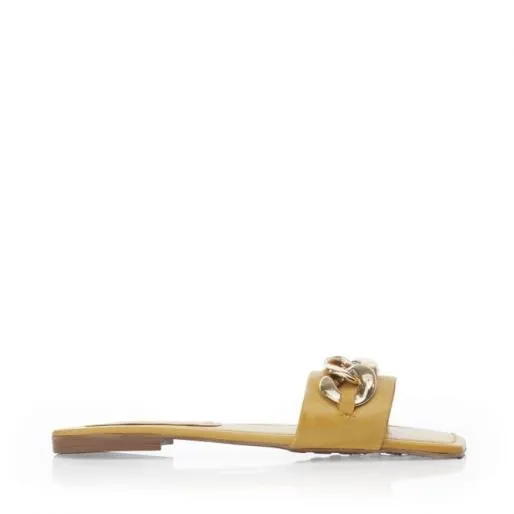 Alarna Brown Leather Women Moda In Pelle Flat Sandals