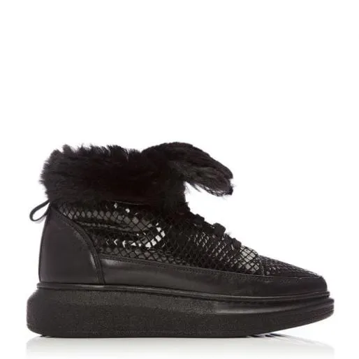 Alasta Black Lizard Women Moda In Pelle Ankle Boots