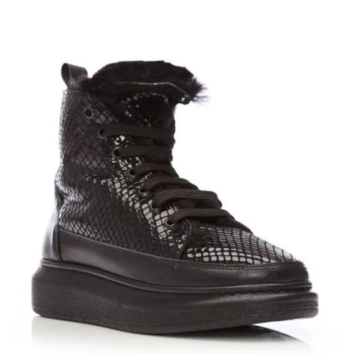 Alasta Black Lizard Women Moda In Pelle Ankle Boots