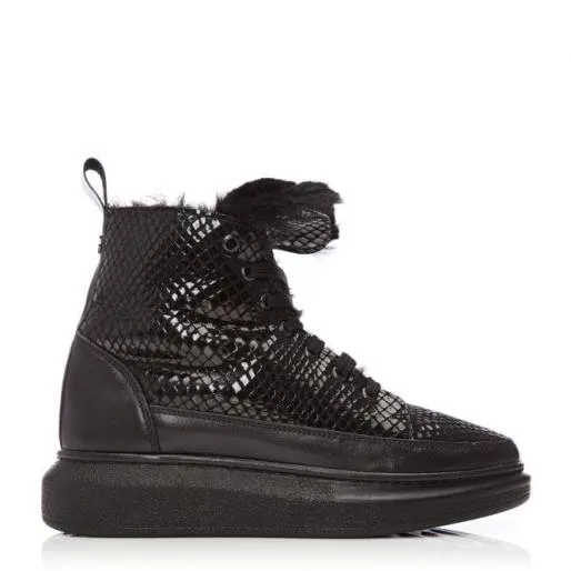 Alasta Black Lizard Women Moda In Pelle Ankle Boots