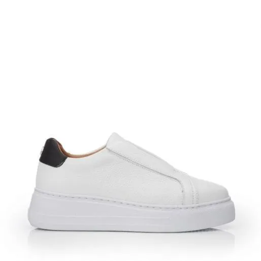 Alber White Leather Women Moda In Pelle White Trainers