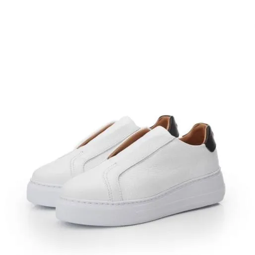 Alber White Leather Women Moda In Pelle White Trainers