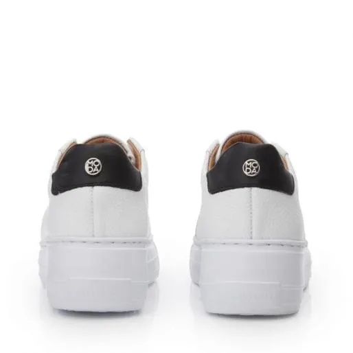 Alber White Leather Women Moda In Pelle White Trainers