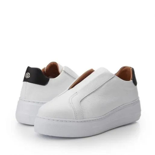 Alber White Leather Women Moda In Pelle White Trainers
