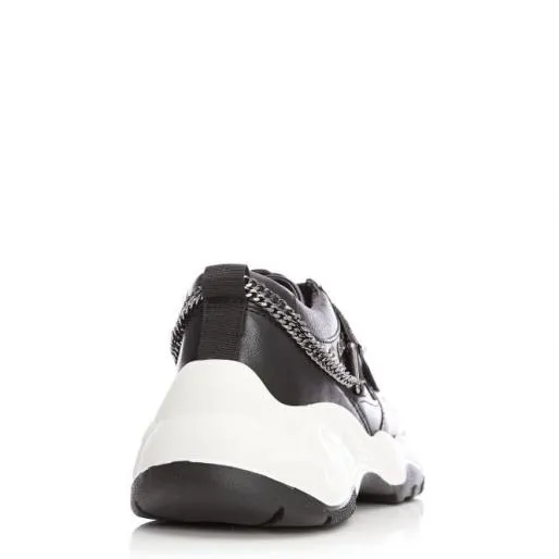 Alexus Black Porvair Women Moda In Pelle Chunky Trainers
