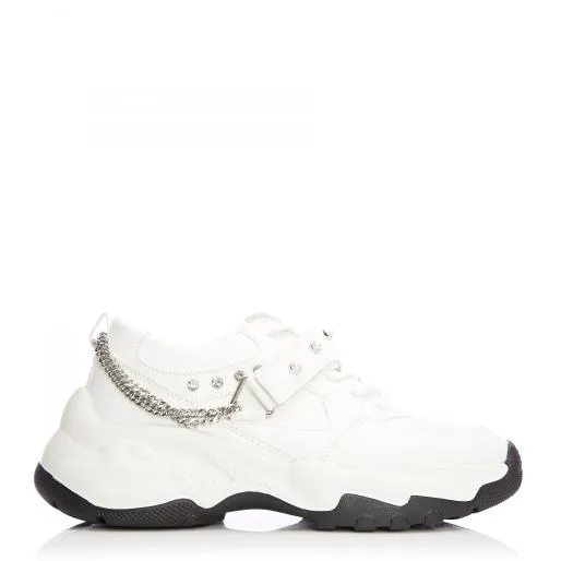 Alexus White Porvair Women Moda In Pelle Chunky Trainers