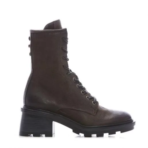 Alysse Grey Leather Women Moda In Pelle Ankle Boots
