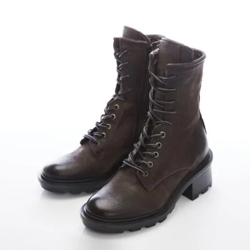 Alysse Grey Leather Women Moda In Pelle Ankle Boots