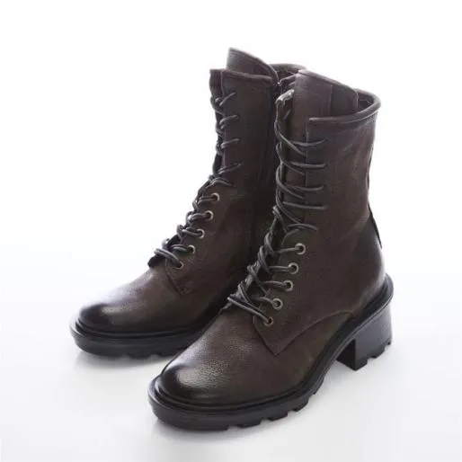 Alysse Grey Leather Women Moda In Pelle Ankle Boots