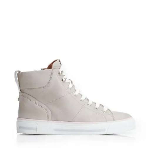 Amari Grey Leather Women Moda In Pelle HighTop Trainers