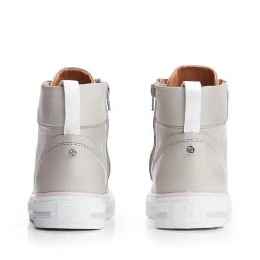 Amari Grey Leather Women Moda In Pelle HighTop Trainers Amari Grey Leather Women Moda In Pelle HighTop Trainers