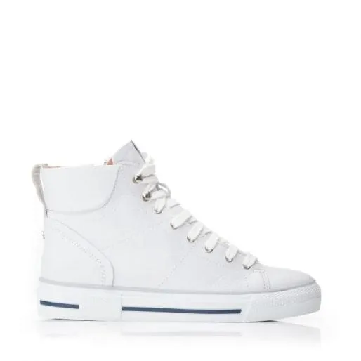 Amari White Leather Women Moda In Pelle HighTop Trainers