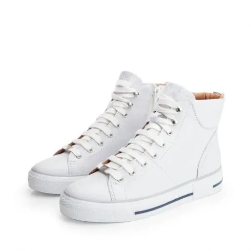 Amari White Leather Women Moda In Pelle HighTop Trainers Amari White Leather Women Moda In Pelle HighTop Trainers