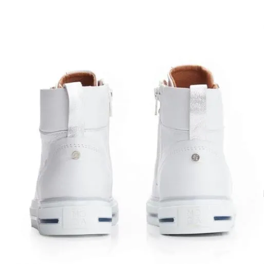 Amari White Leather Women Moda In Pelle HighTop Trainers Amari White Leather Women Moda In Pelle HighTop Trainers
