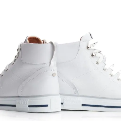 Amari White Leather Women Moda In Pelle HighTop Trainers Amari White Leather Women Moda In Pelle HighTop Trainers