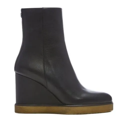 Ambaline Black Leather Women Moda In Pelle Ankle Boots