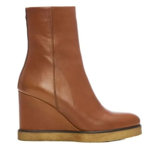 Ambaline Tan Leather Women Moda In Pelle Ankle Boots