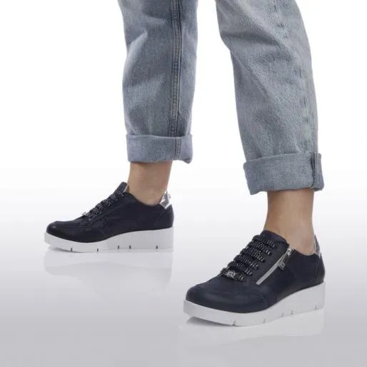 Ambient Navy Leather Women Moda In Pelle Chunky Trainers Ambient Navy Leather Women Moda In Pelle Chunky Trainers