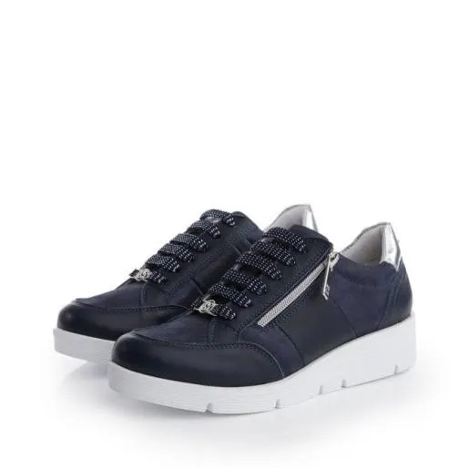 Ambient Navy Leather Women Moda In Pelle Chunky Trainers Ambient Navy Leather Women Moda In Pelle Chunky Trainers
