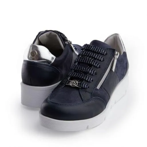 Ambient Navy Leather Women Moda In Pelle Chunky Trainers Ambient Navy Leather Women Moda In Pelle Chunky Trainers