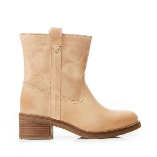 Ambrose Cream Leather Women Moda In Pelle Leather Boots