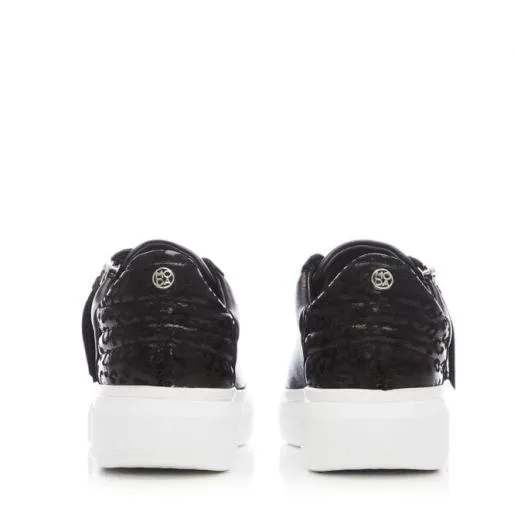 Amici Black Leather Women Moda In Pelle Casual Trainers