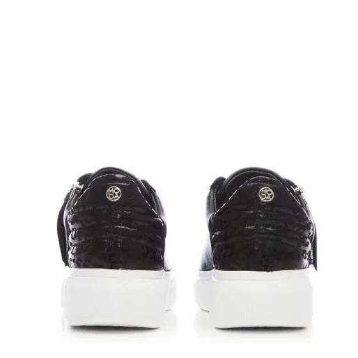 Amici Black Leather Women Moda In Pelle Casual Trainers