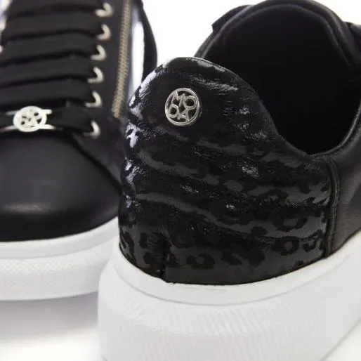 Amici Black Leather Women Moda In Pelle Casual Trainers