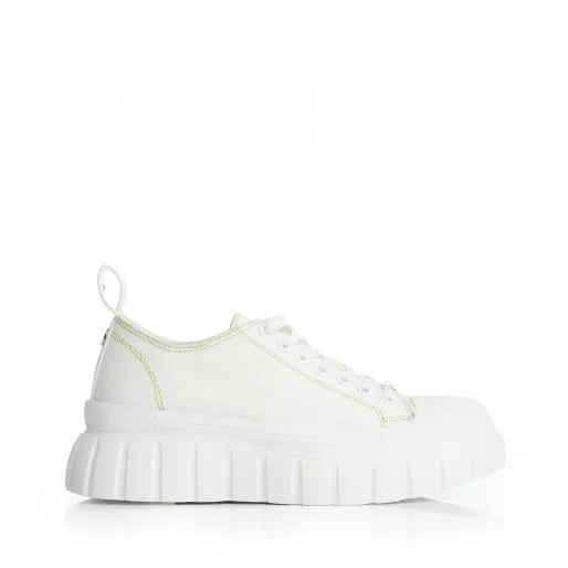 Amina White Textile Women Moda In Pelle Platform Trainers