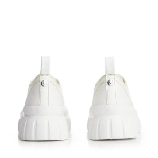 Amina White Textile Women Moda In Pelle Platform Trainers