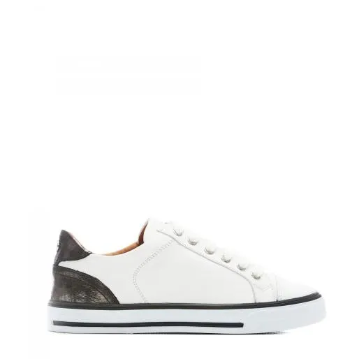 Amoreti White 8211 Pewter Leather Women Moda In Pelle Casual Trainers