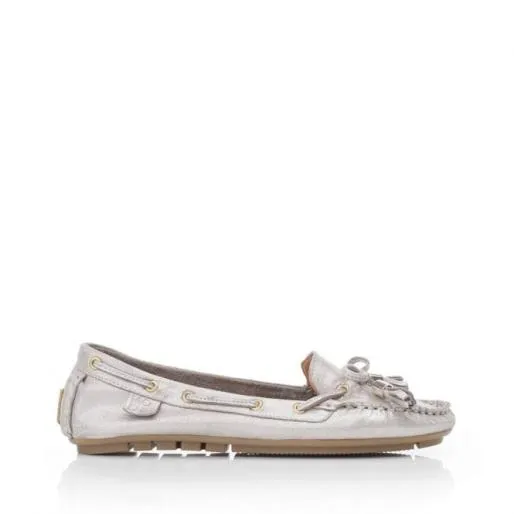 Amusement Stone Metallic Leather Women Moda In Pelle Flat And Ballerina Shoes
