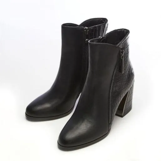 Amy Black Porvair Women Moda In Pelle Ankle Boots Amy Black Porvair Women Moda In Pelle Ankle Boots