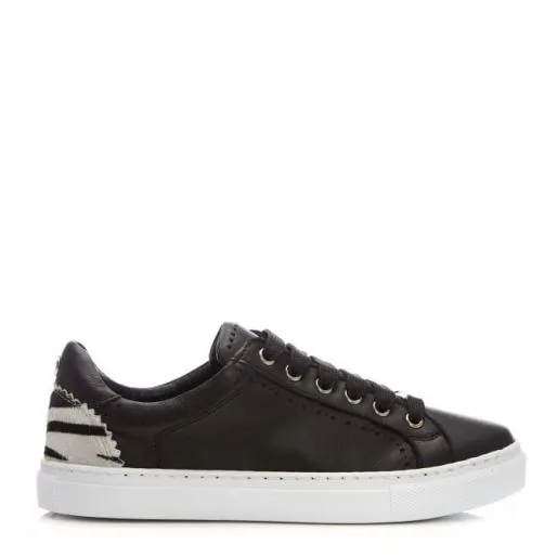 Anatoli Black 8211 Zebra Leather Women Moda In Pelle Casual Trainers