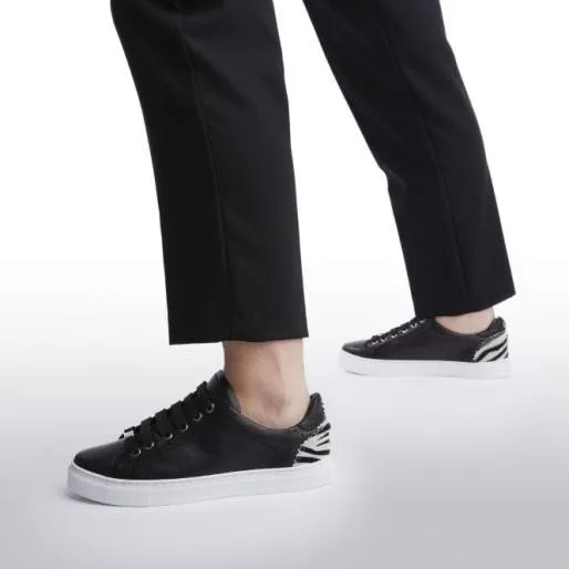 Anatoli Black 8211 Zebra Leather Women Moda In Pelle Casual Trainers