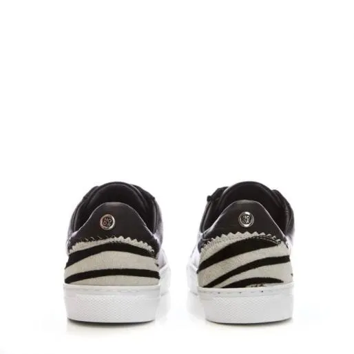 Anatoli Black 8211 Zebra Leather Women Moda In Pelle Casual Trainers