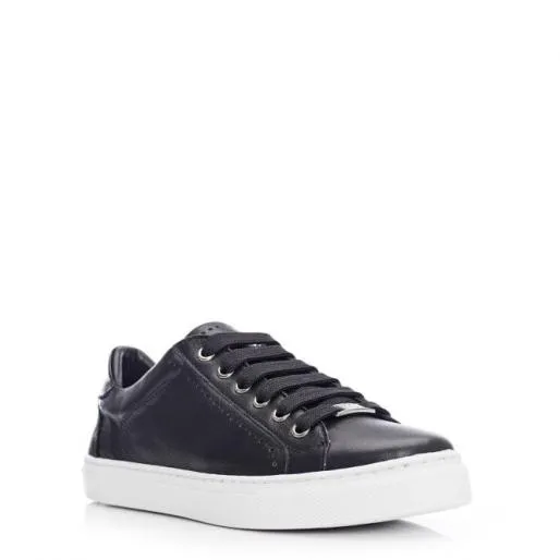 Anatoli Black Leather Women Moda In Pelle Casual Trainers