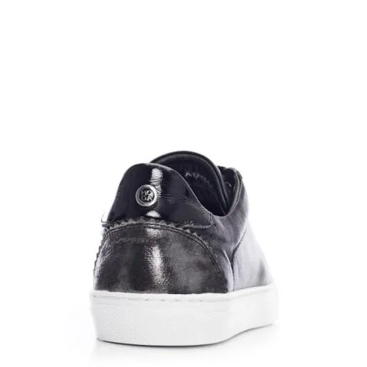 Anatoli Black Leather Women Moda In Pelle Casual Trainers