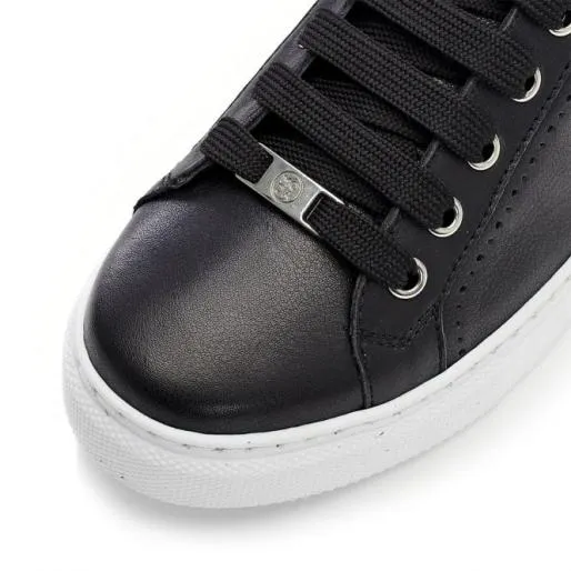 Anatoli Black Leather Women Moda In Pelle Casual Trainers