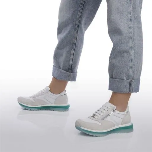 Angelique WhiteGreen Leather Women Moda In Pelle Platform Trainers Angelique WhiteGreen Leather Women Moda In Pelle Platform Trainers